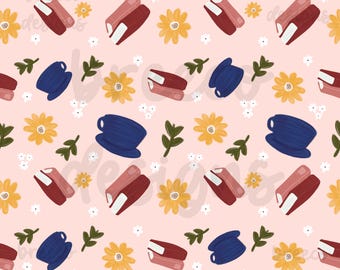 Gilmore Girl Inspired Pattern, Coffee, Books, Flowers (Digital Download)