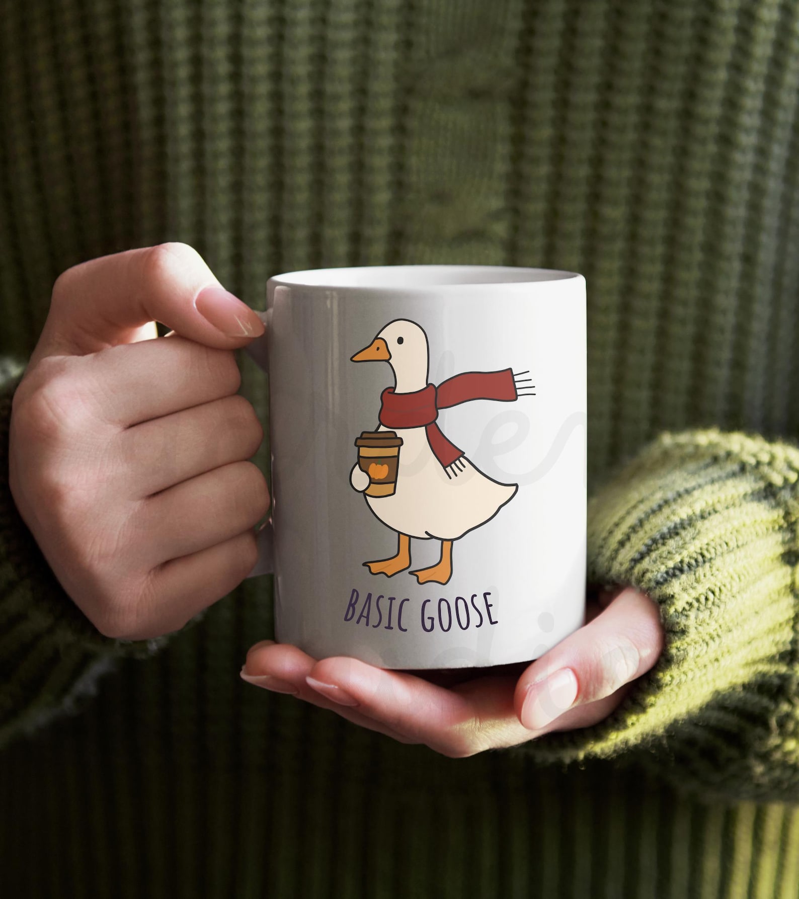 Basic Goose PNG, Cute Fall Goose Clipart, Coffee Lover Goose ...