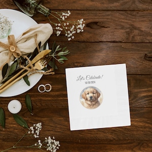 Custom Dog Cocktail Napkins Using Pet Photo + Name Personalized Dog Wedding Napkins Custom Cat Napkins for Wedding Dog Birthday Decorations