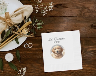 Custom Dog Cocktail Napkins Using Pet Photo + Name Personalized Dog Wedding Napkins Custom Cat Napkins for Wedding Dog Birthday Decorations