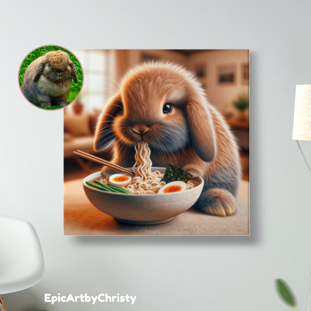 Custom Rabbit Portrait Rabbit Painting Bunny Artwork Print Rabbit ...