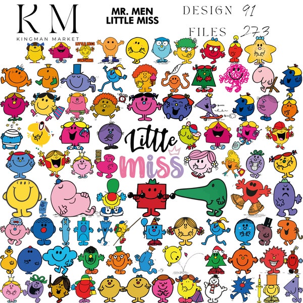 MR. Men Little Miss  Cartoon Chracters Svg/ Png / Pdf Bundle Birthday Party / Sticker / T shirt /Hoodie / Cupa / Poster / Digital Print/