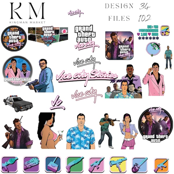 Vice City Svg / T shirt /Hoodie / Sticker / Cupa / Poster / Digital Print / Bundle Birthday Party Special Day / Png / Pdf