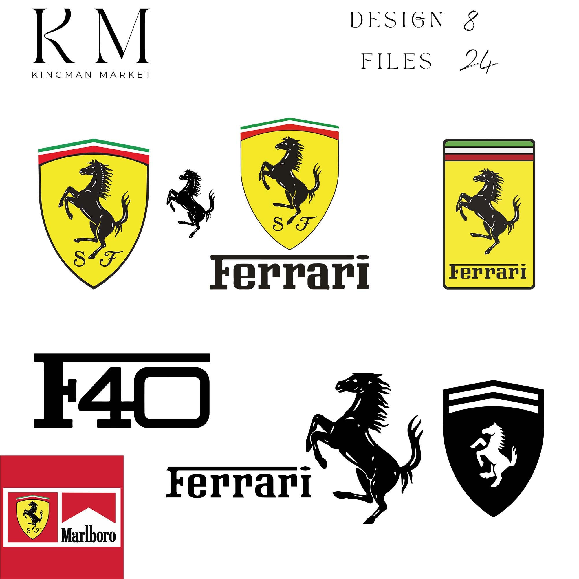 Kreativer Auto-Abzeichen-Aufkleber, für Ferrari Custom Body Lenkrad  Auto-Heck Selbstklebender Aufkleber Abzeichen Styling-Zubehör,normal-B :  : Auto & Motorrad