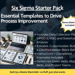 Six Sigma Project Template Starter Pack | Lean & CI Tools (Digital Download)