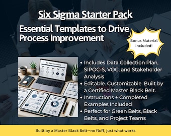 Six Sigma Project Template Starter Pack | Lean & CI Tools (Digital Download)