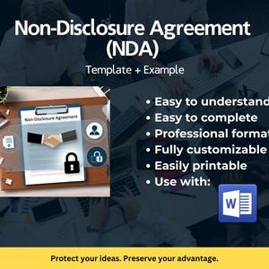 Professional Non-Disclosure Agreement (NDA) Template | Editable Legal Contract for Businesses, Freelancers, and Consultants