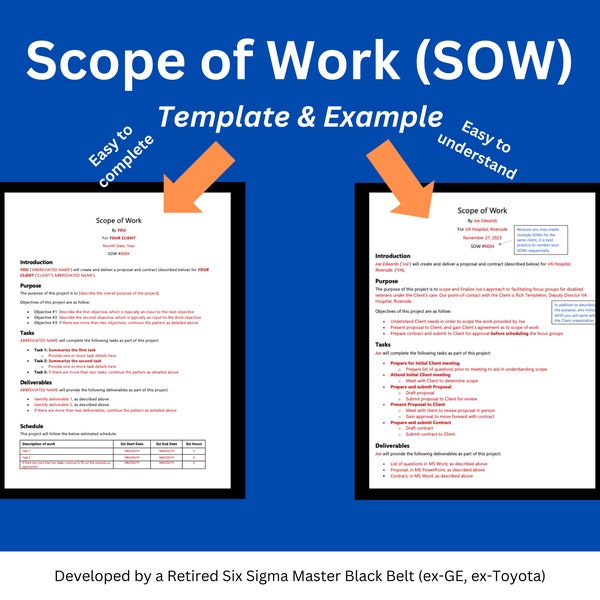Scope of Work (SOW): Scope of Work Contract Template | SOW Example | MS Word | Project Management | Project Scope | Project Outline