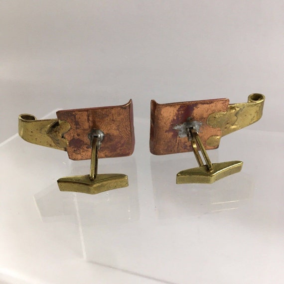 Copper Gold Modernist Abstract Cufflinks Square S… - image 3
