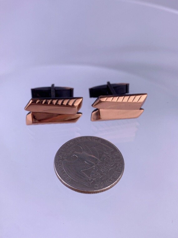 Modernist Bars Copper Cufflinks Tie Clip Bar Trap… - image 6