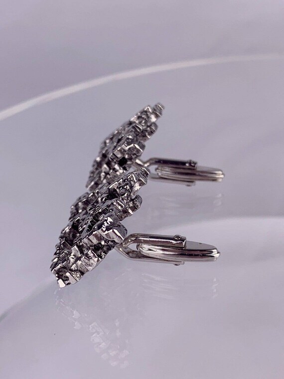 Brutalist Interlocking Squares Cufflinks Silver T… - image 4