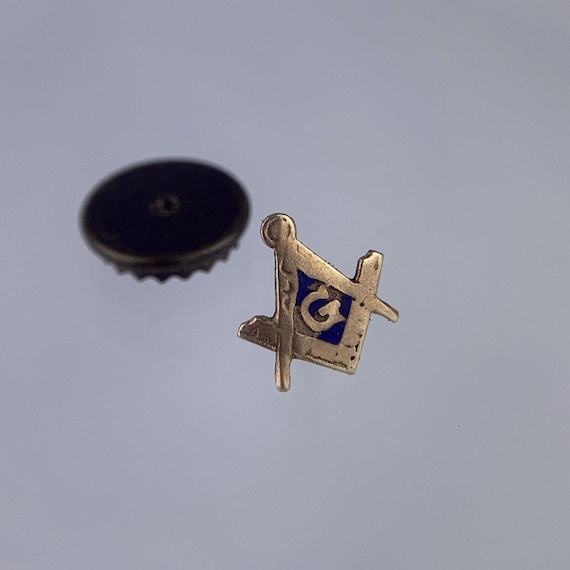 Tiny Freemason 10k Gold Tie Lapel Pin Screw Back … - image 1