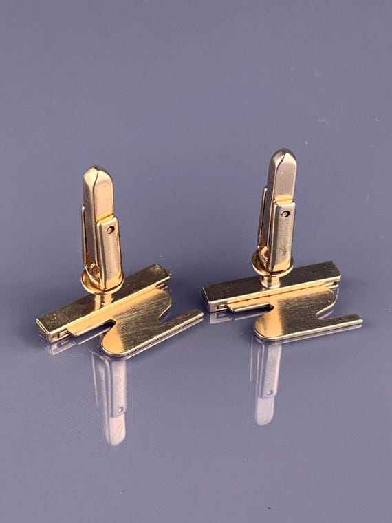 S Initial Block Font Cufflinks Gold Tone Monogram… - image 7