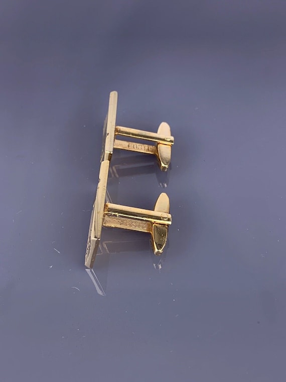 Scroll Star Burst Gold Plated Cufflinks Rectangle… - image 5