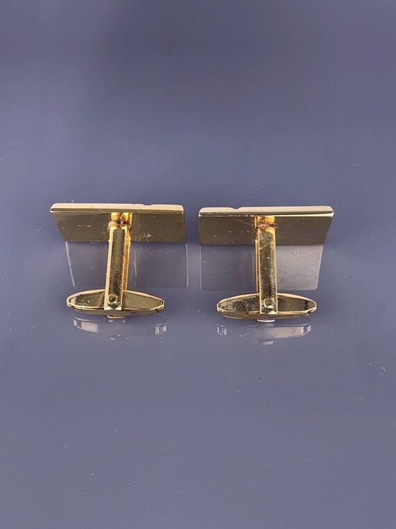 Scroll Star Burst Gold Plated Cufflinks Rectangle… - image 4