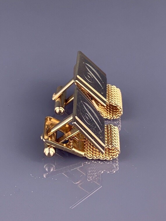 D Initial Cursive Font Cufflinks Wrap Around Gold… - image 2