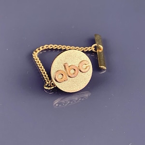 ABC Logo Television Tie Tack Lapel Pin Gold Tone Sports News Network Vintage