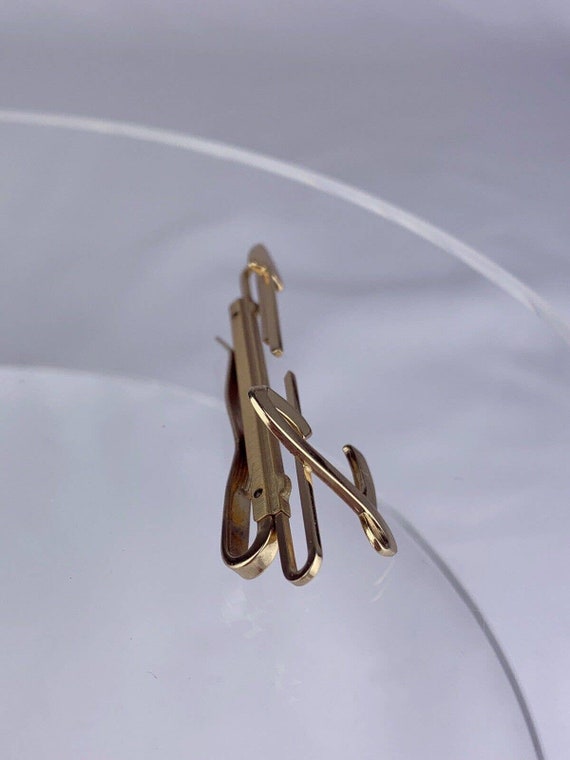 L Initial Gold Tone Tie Clip Bar Arrow Wide Hicko… - image 3