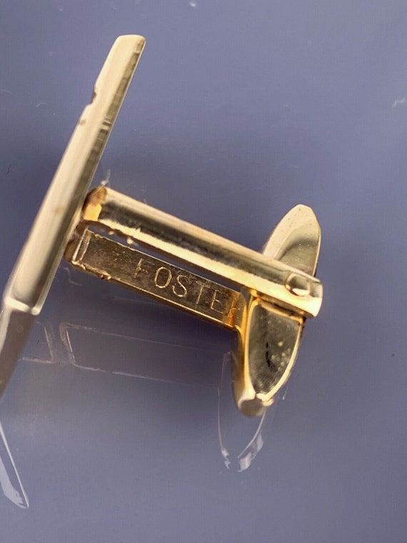 Scroll Star Burst Gold Plated Cufflinks Rectangle… - image 9