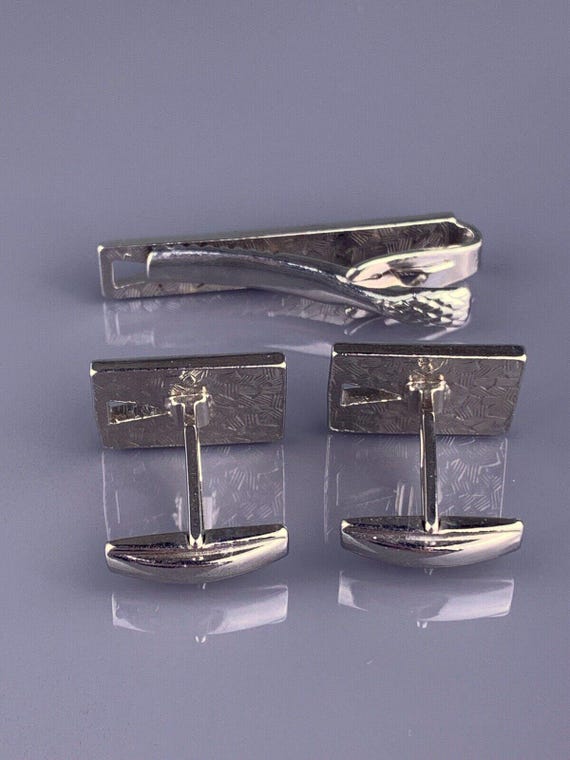 Modernist Open Triangle Lines Cufflinks Tie Clip … - image 3