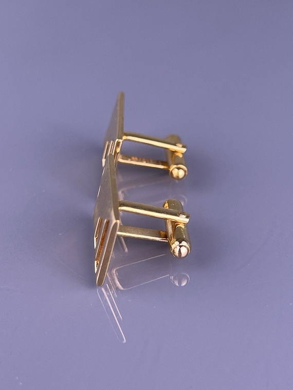 Simple Rectangle Cufflinks Gold Plated Polished F… - image 4