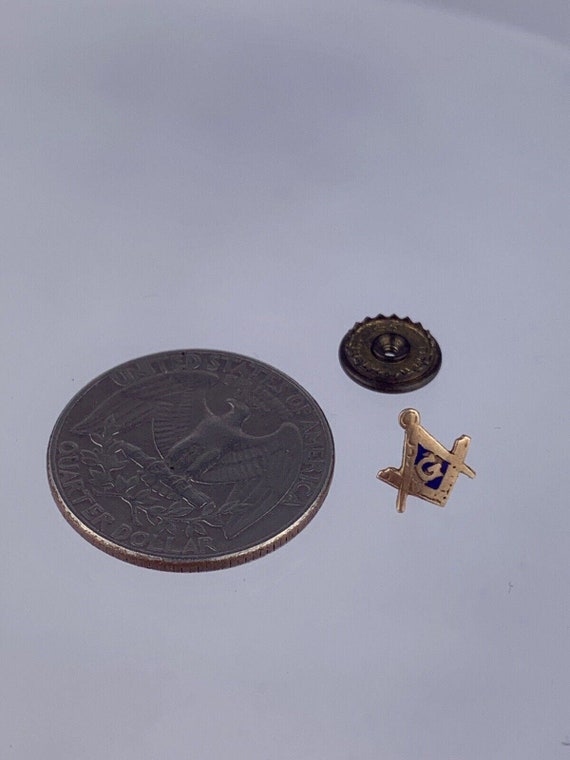Tiny Freemason 10k Gold Tie Lapel Pin Screw Back … - image 4