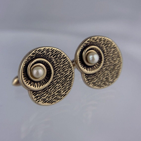 Boutons De Manchette Vintage Perle Et Or – Formel Et élégant Pour Homme