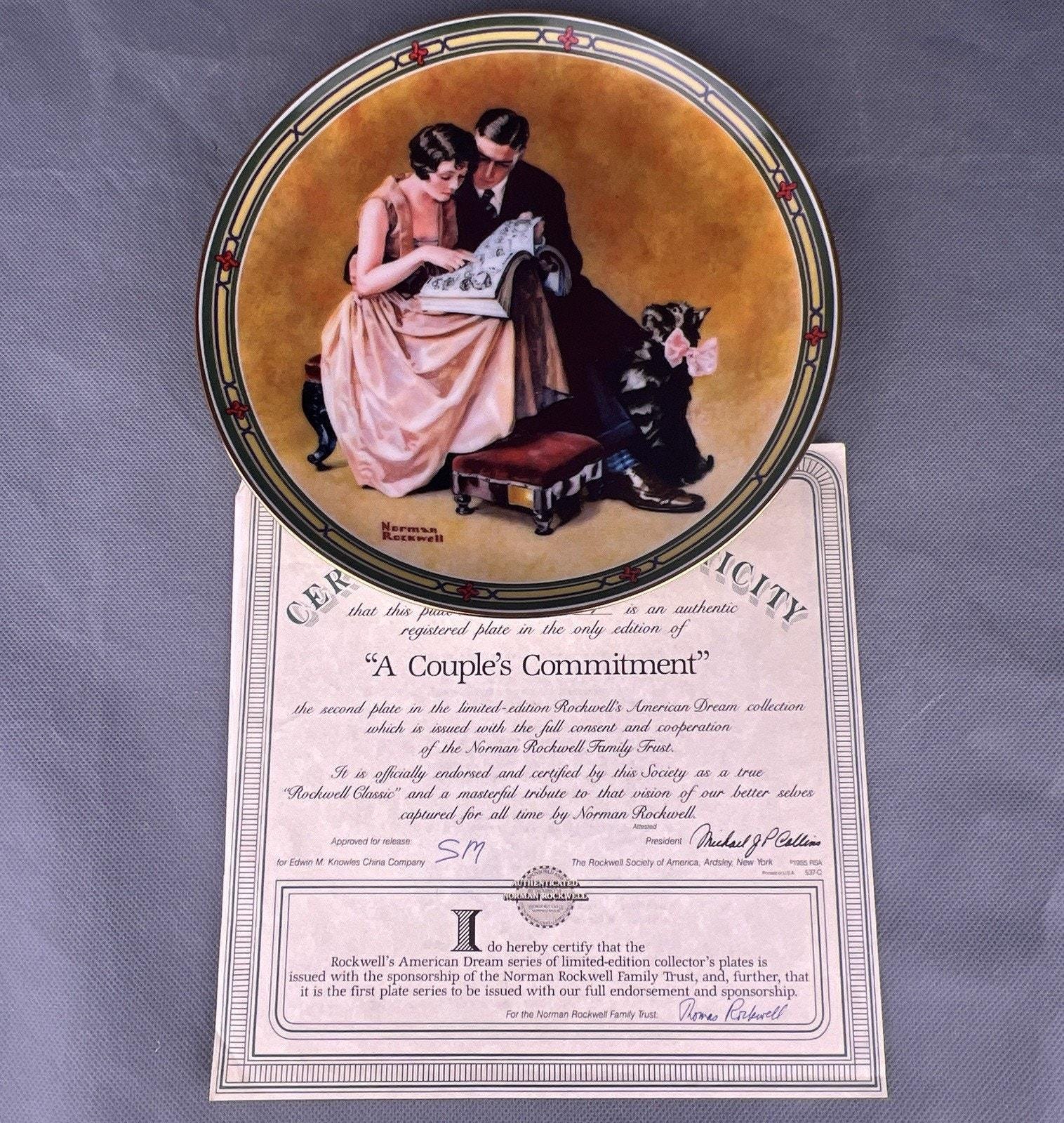 ノーマン・ロックウェルのプレート「カップルのコミットメント」1985年