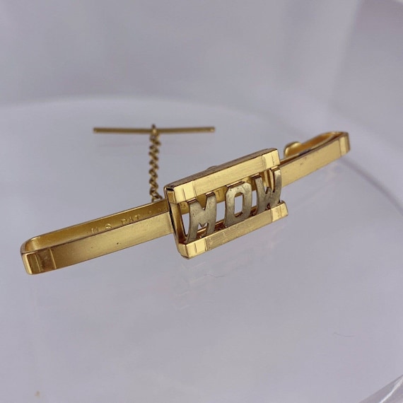 M O W Monogram Initials Gold Tone Tie Clip Tie Bar