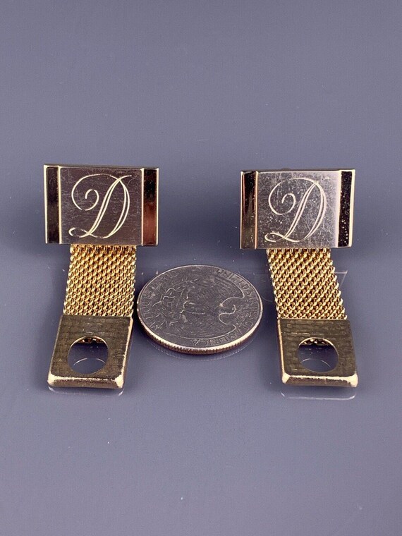 D Initial Cursive Font Cufflinks Wrap Around Gold… - image 6