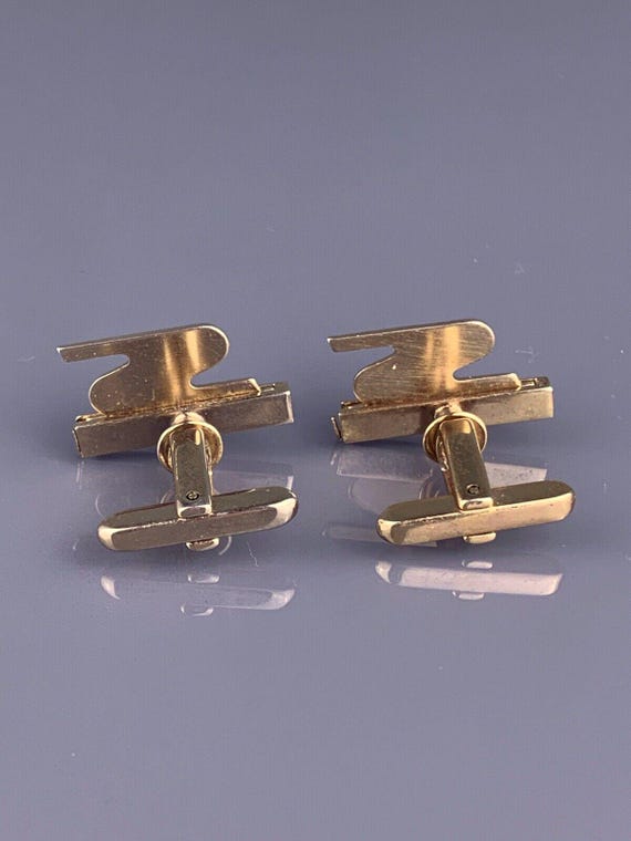 S Initial Block Font Cufflinks Gold Tone Monogram… - image 3