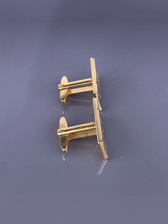 Scroll Star Burst Gold Plated Cufflinks Rectangle… - image 2