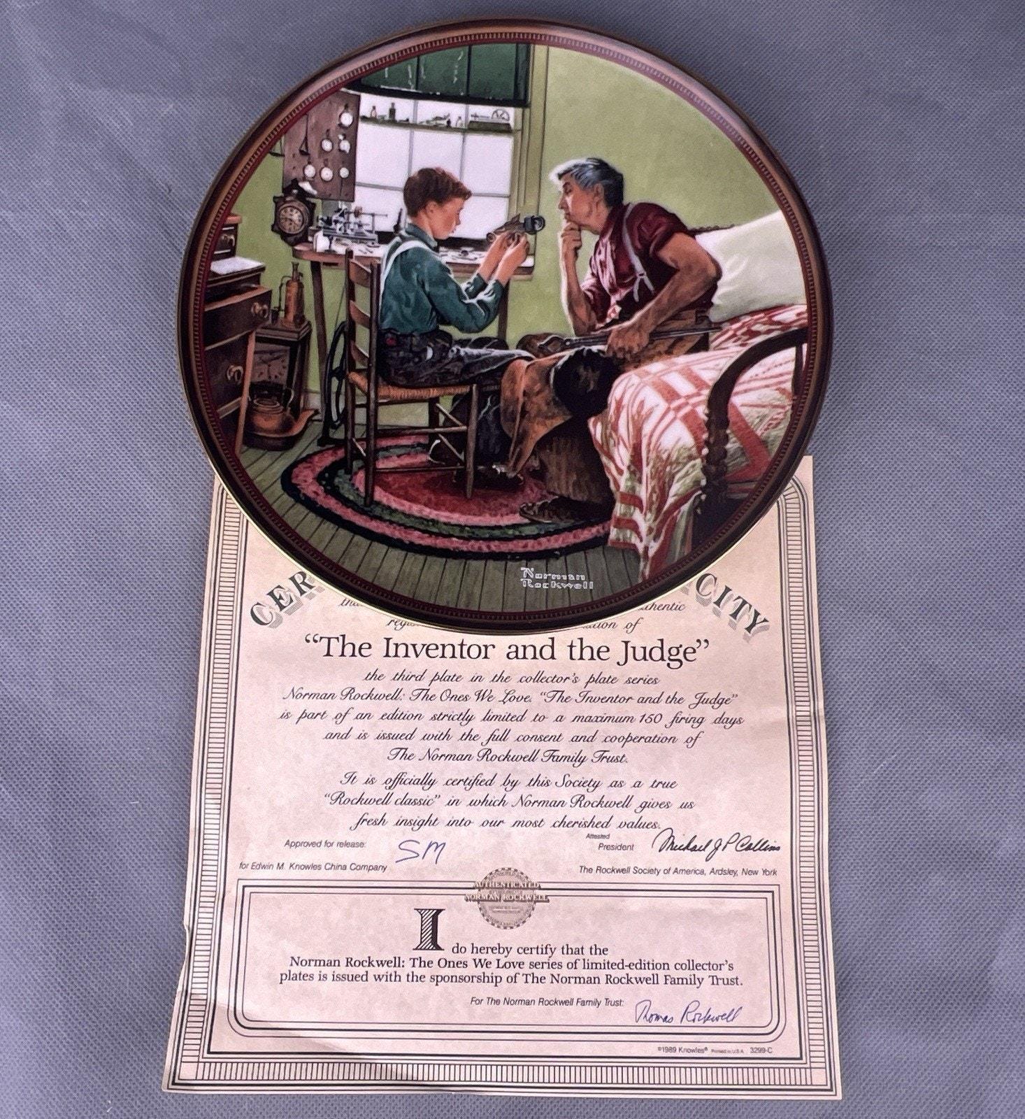 Norman Rockwell（1989年刊） Norman Rockwell Plate the Inventor and Judge 1989 Knowles the Ones