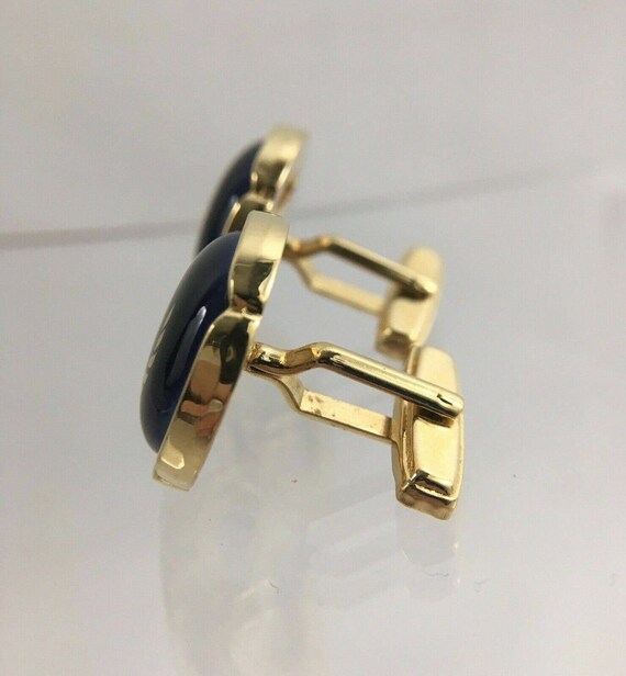 Ginza WAKO Anchor Cufflinks | Gold Vermeil Blue E… - image 6