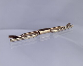 Simple 12k Gold Plated Tie Collar Bar Campus Formal Modern Vintage