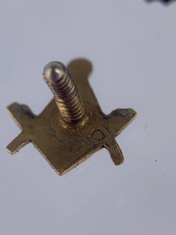 Tiny Freemason 10k Gold Tie Lapel Pin Screw Back … - image 2