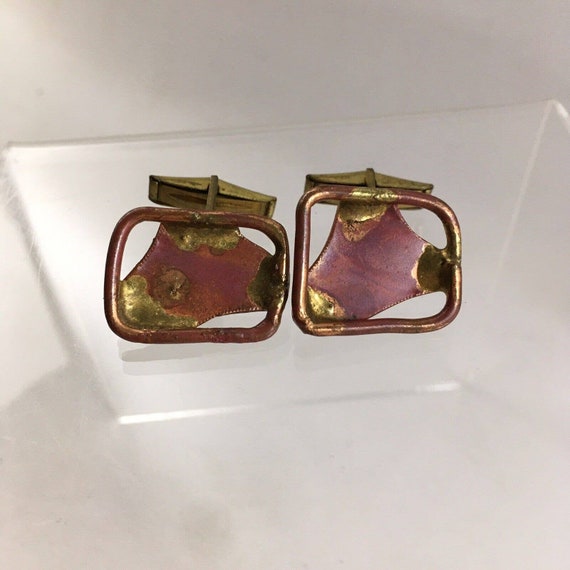 Copper Frame Triangle Abstract Cufflinks Modernis… - image 5