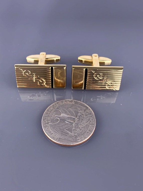 Scroll Star Burst Gold Plated Cufflinks Rectangle… - image 7