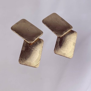 Edwardian Double Sided 10k Gold Plated Cufflinks Signed S&W Engine Turned