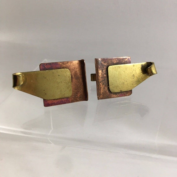 Copper Gold Modernist Abstract Cufflinks Square S… - image 6