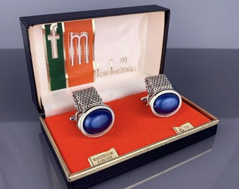 Boutons De Manchette Vintage En Jade Et Maille - Style Sunburst, Ton Argent/or