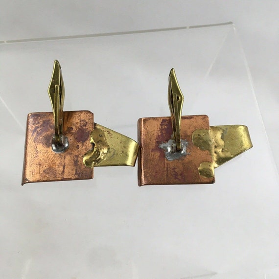 Copper Gold Modernist Abstract Cufflinks Square S… - image 8