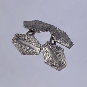 Antique Art Nouveau Silver Plated Cufflinks Double Swoops