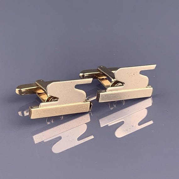 S Initial Block Font Cufflinks Gold Tone Monogram… - image 1