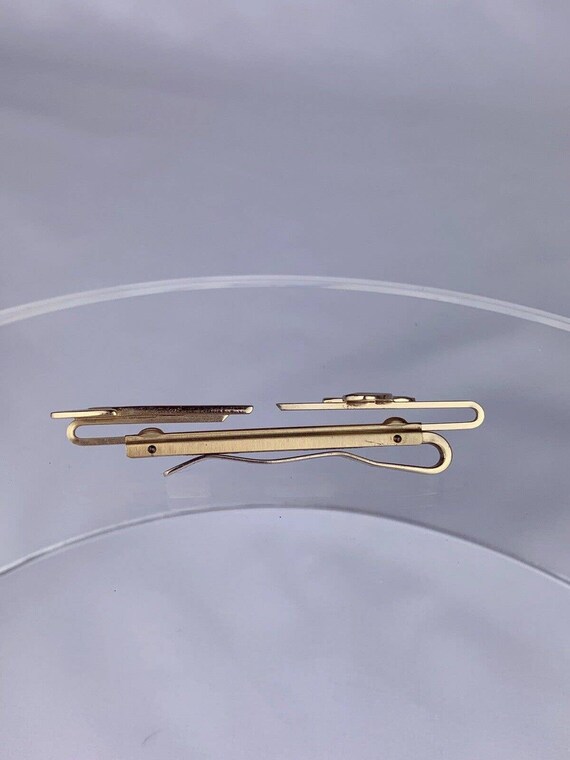 L Initial Gold Tone Tie Clip Bar Arrow Wide Hicko… - image 4