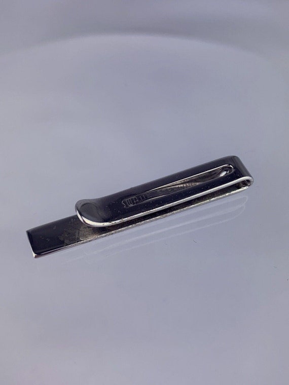 Atomic Sterling Silver Tie Clip Bar Rhinestone Mi… - image 8