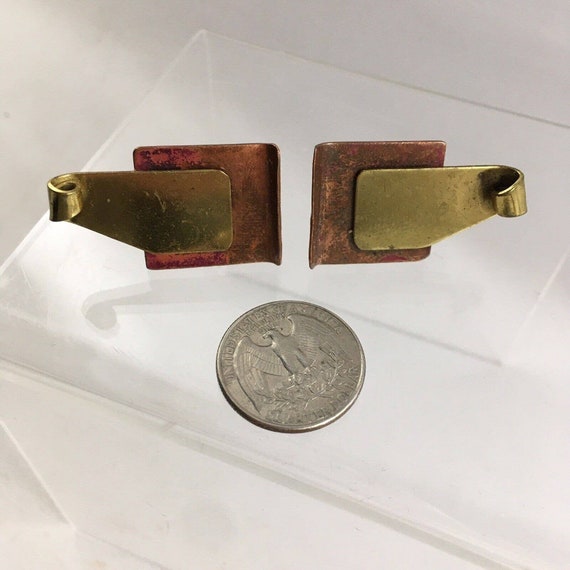 Copper Gold Modernist Abstract Cufflinks Square S… - image 7