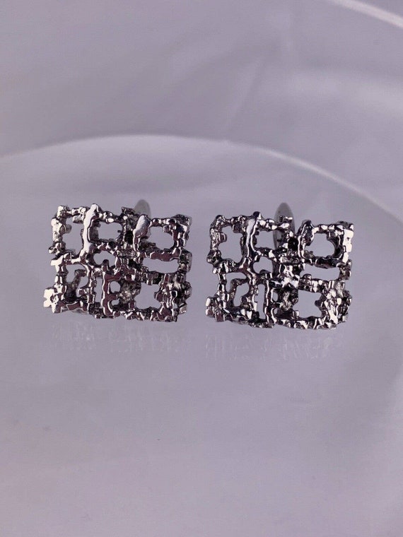 Brutalist Interlocking Squares Cufflinks Silver T… - image 7