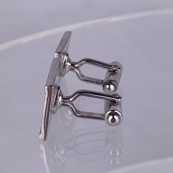 G Initial Monogram Cufflinks Block Letter Silver … - image 3