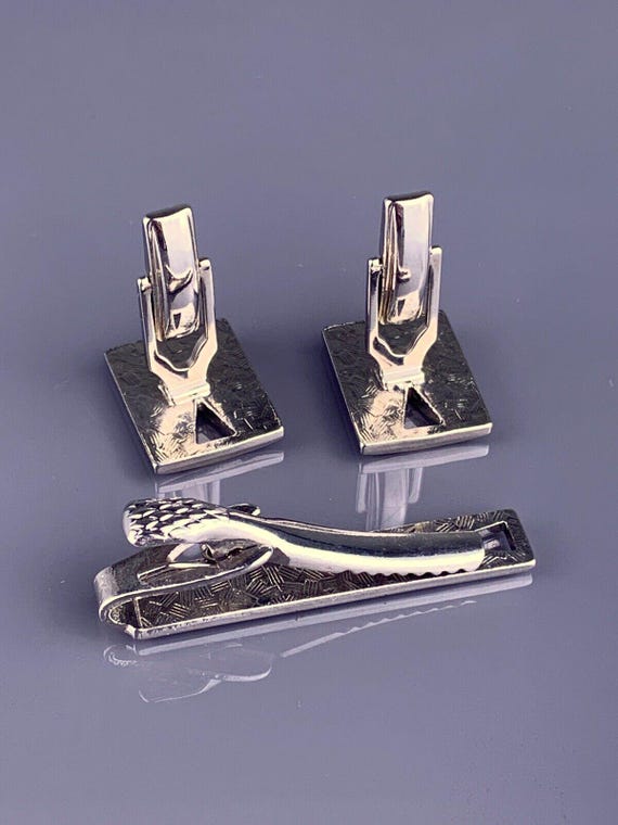 Modernist Open Triangle Lines Cufflinks Tie Clip … - image 6